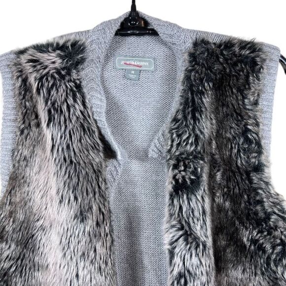 Women’s Johnston & Murphy Angora Wool Blend Faux Fur Vest with Grey Knit - Picture 5 of 6